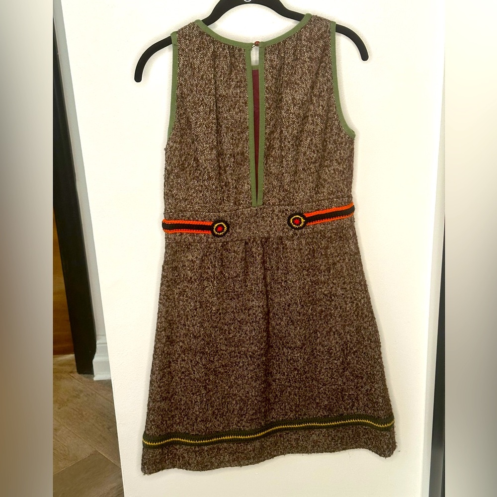 Rare M Missoni brown tweed mini dress with colored crocheted details Size 6